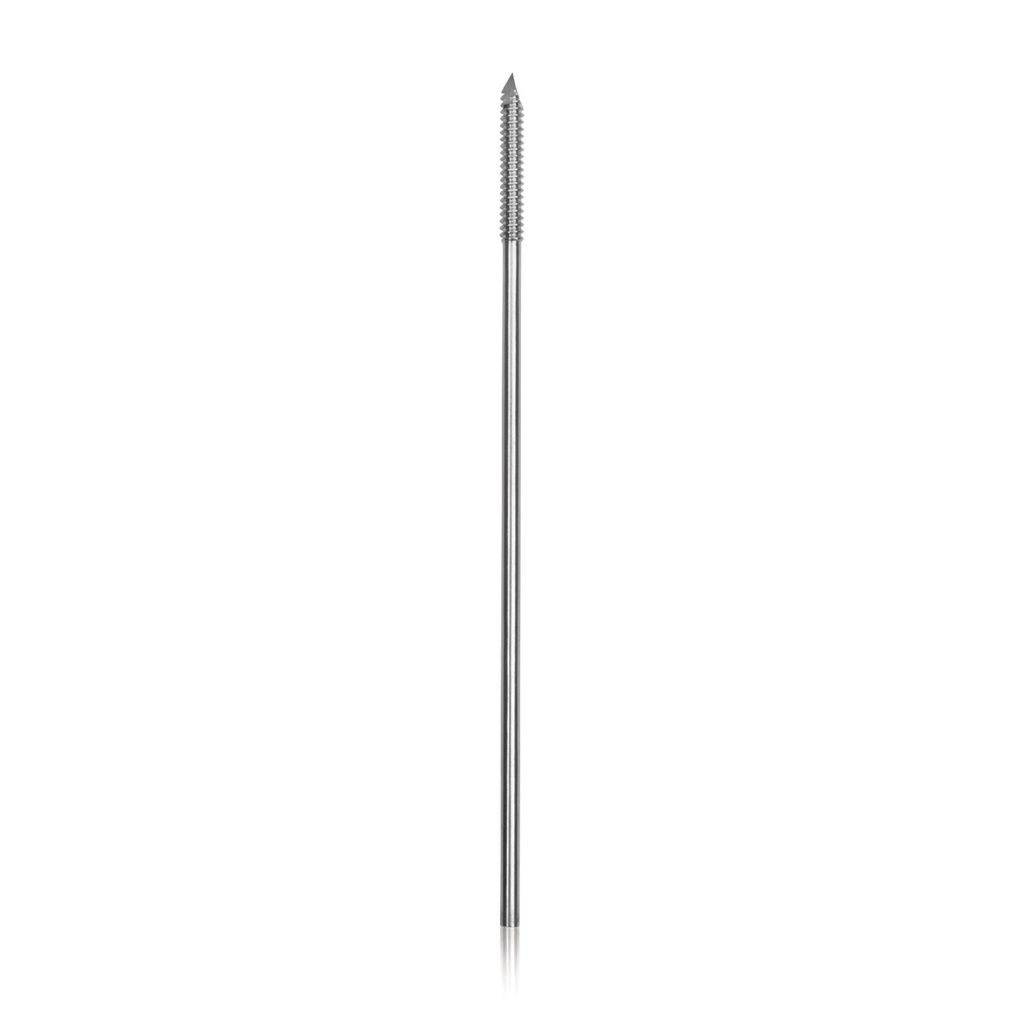 Steinmann-Nagel, d = 2,4 mm, mit aufge- setztem Gewinde am Ende des Nagels Gewinde: d = 3 mm, Länge 10,2 cm