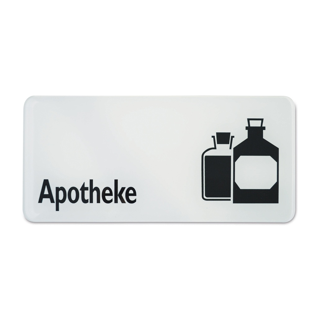 Symbolschild "Apotheke", 30 x 13,5 cm, schwarz/weiß 