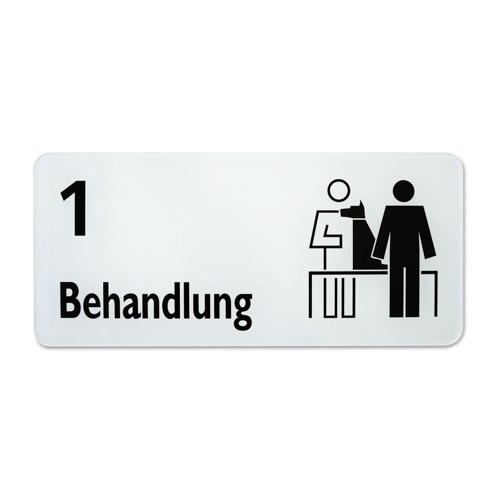 Symbolschild "Behandlung 1", 30 x 13,5 cm schwarz/weiß 