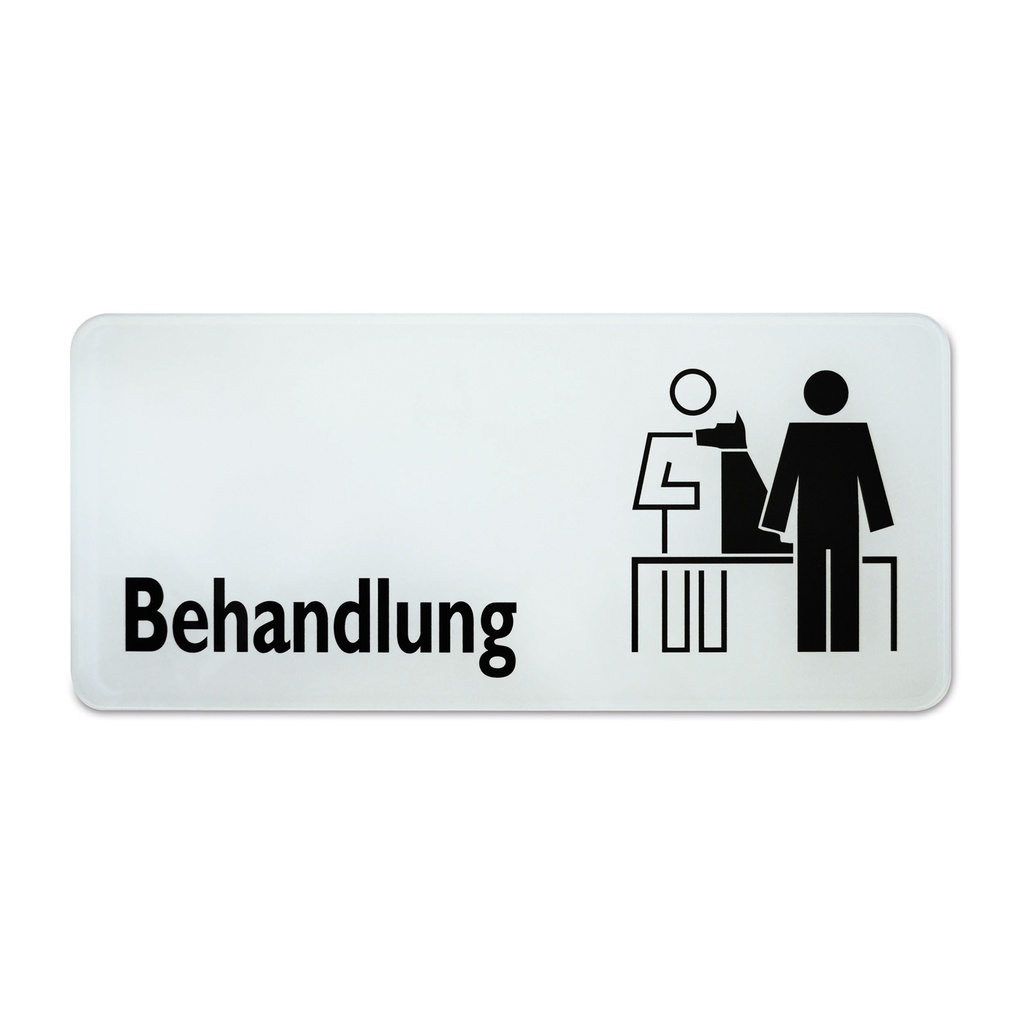 Symbolschild "Behandlung", 30 x 13,5 cm schwarz/weiß 