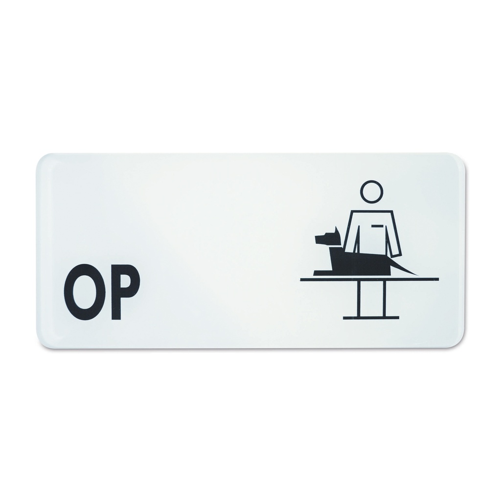 Symbolschild "OP", 30 x 13,5 cm, schwarz/weiß 