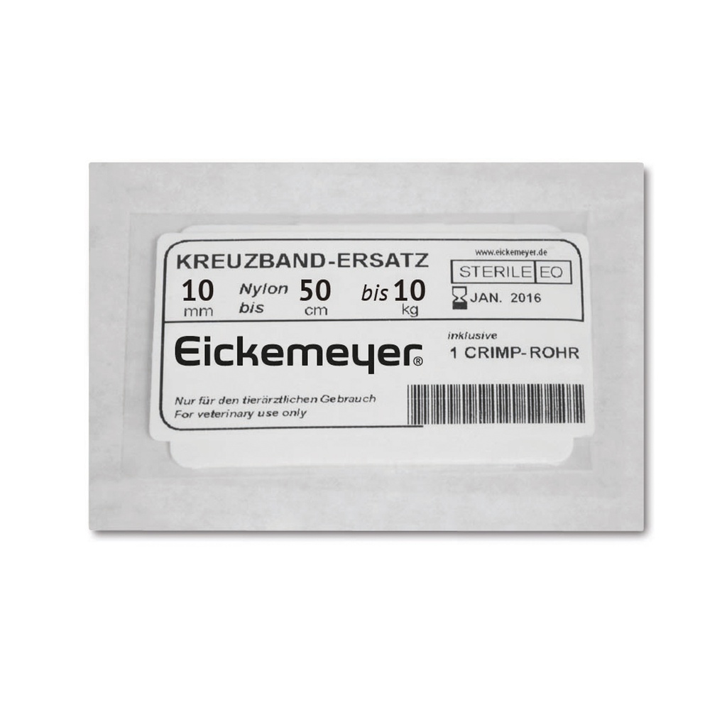 Kreuzband-Ersatz incl. 1 Crimp Rohr10 mm und Nylon 50 cm (bis 10kg Körper-gewicht), steril verpackt