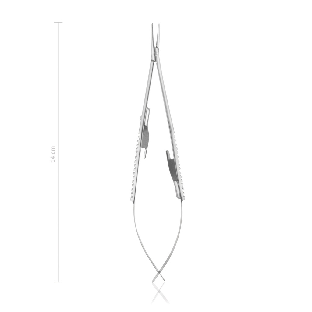 Nadelhalter Castroviejo, 14 cm, gebogen,mit Sperre