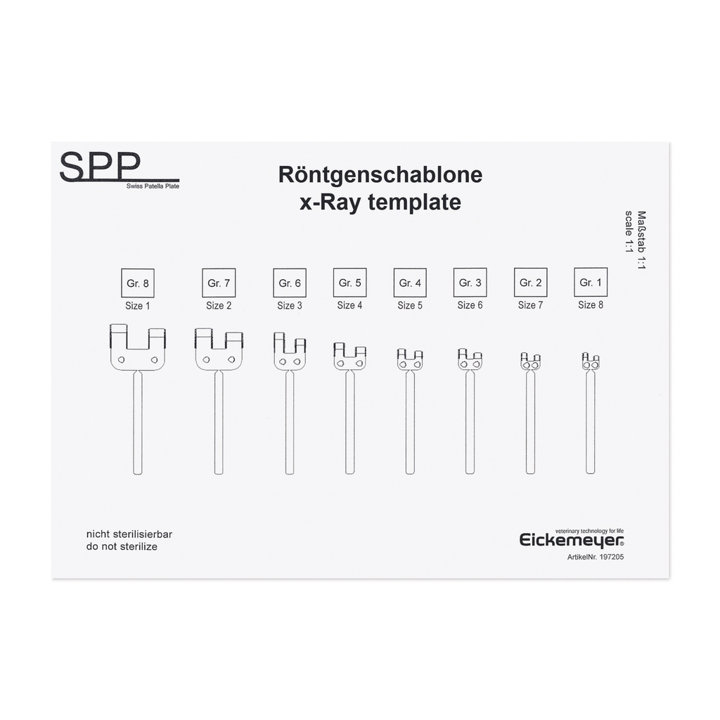 Folienschablone zurImplantatgrößenbestimmung- nicht autoklavierbar