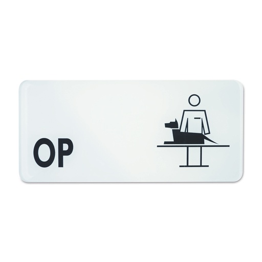 [910025] Symbolschild "OP", 30 x 13,5 cm, schwarz/weiß 